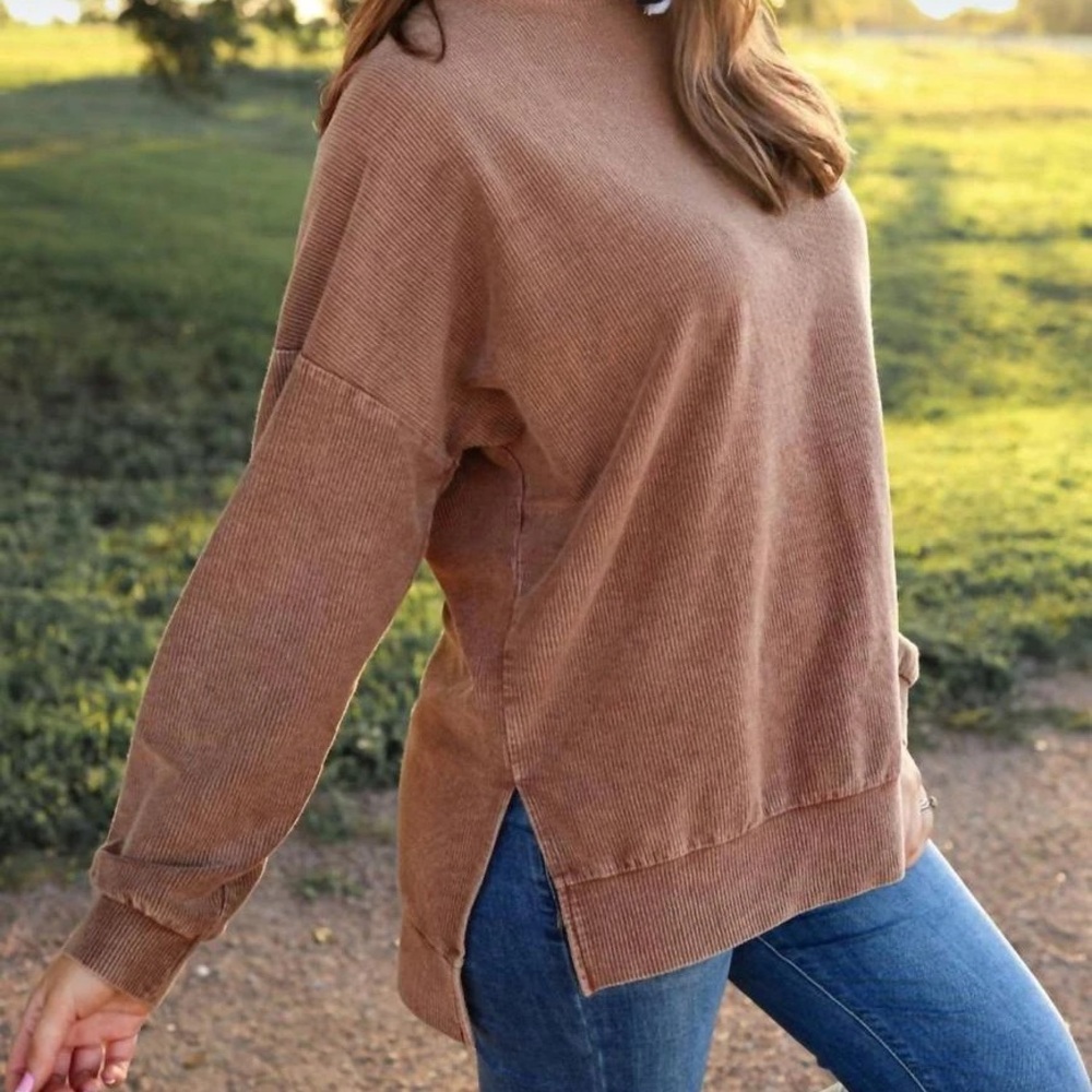 Jess Lea Corded Crew in chocolate